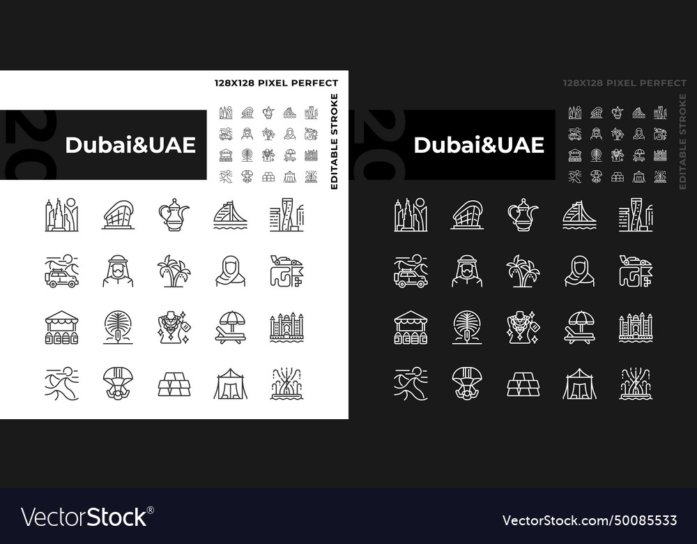 Dubai Modern City Architecture Linear Icons Set Vector Image Dubai Modern City Architecture Linear Icons Set Vector Image