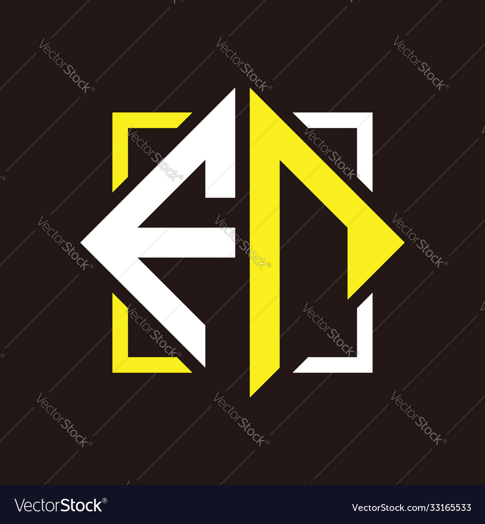 F n initials quadrangle monogram with square
