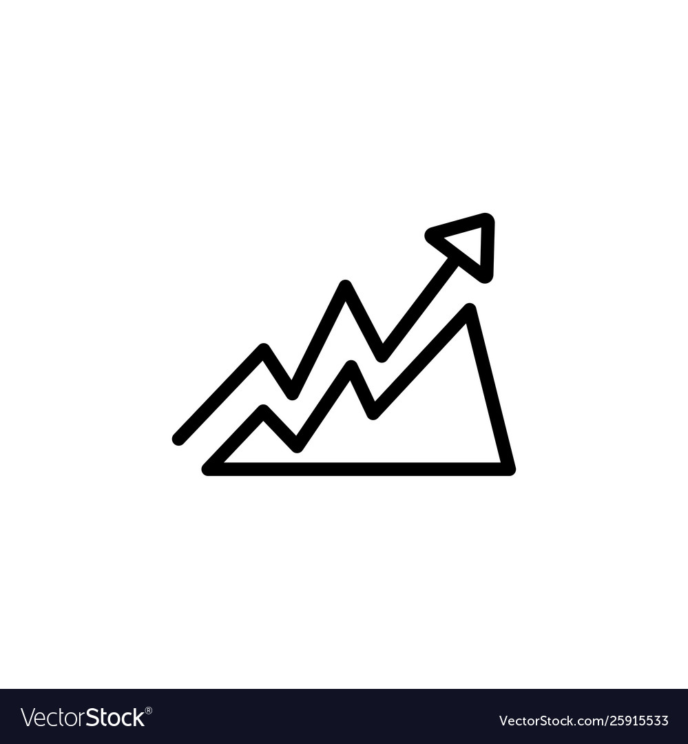 Growing graph line icon in flat style for app ui vector image Growing graph line icon in flat style for app ui