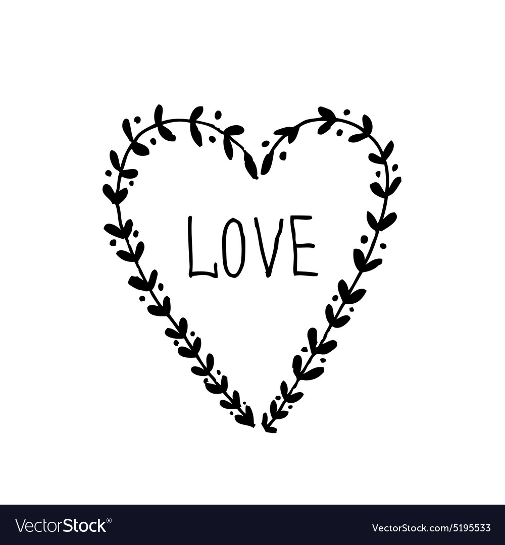 Hand drawn love vintage floral elements Royalty Free Vector