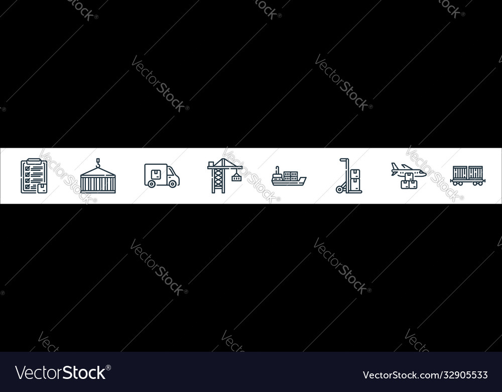 Logistic and delivery line icons linear set