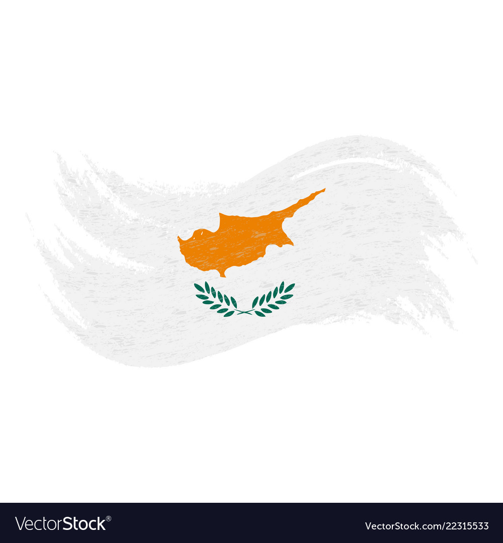 Nationale Flagge von Zyprus mit Pinsel entworfen vector image Nationale Flagge von Zyprus mit Pinsel entworfen