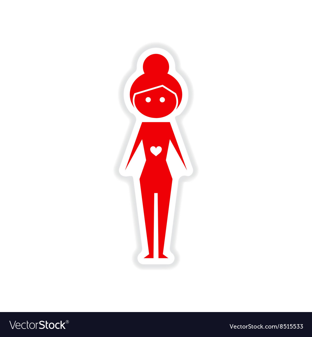 Paper sticker on white background romantic girl