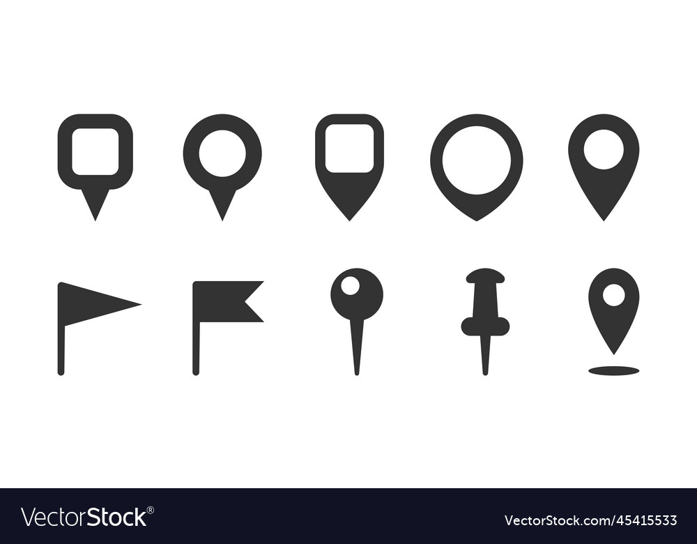 Pointers and flags geolocation pins Royalty Free Vector