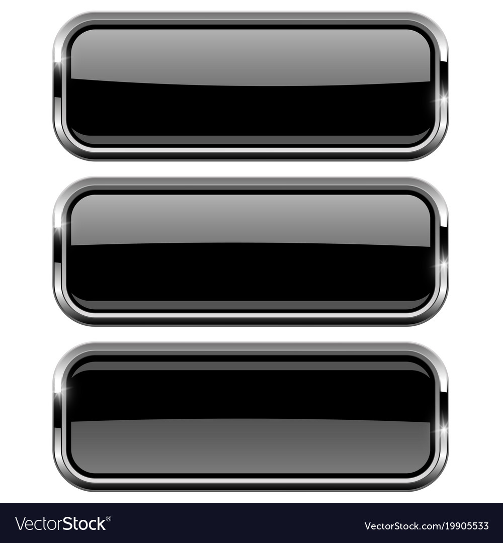 Download Rectangle black buttons with bold chrome frame 3d Vector Image