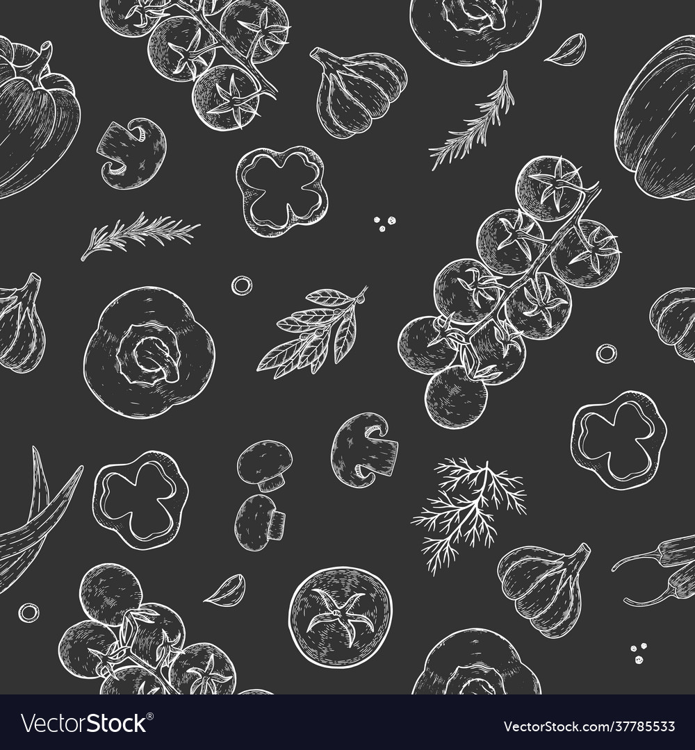 Seamless pattern pizza ingredients background