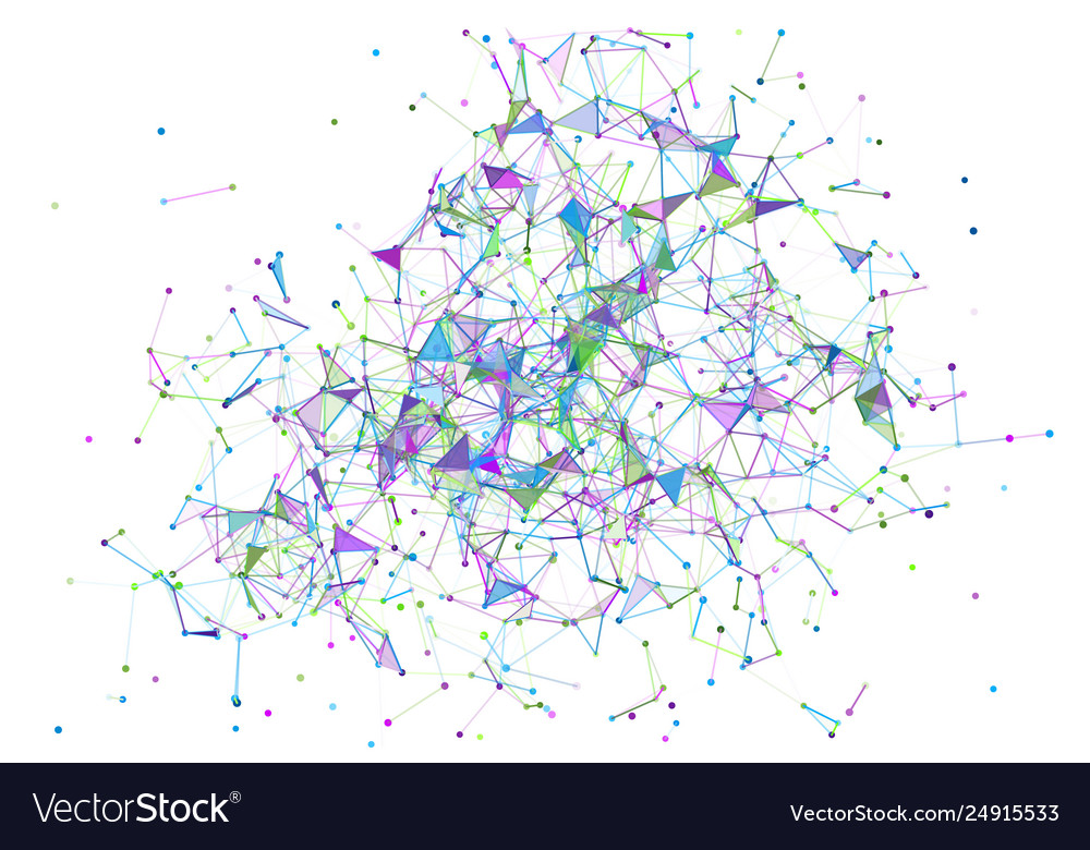 Triangle flow dots lines explosion shards glass vector image Triangle flow dots lines explosion shards glass