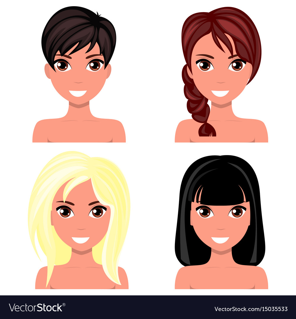 Woman beautiful face with different hairstyles Vector Image