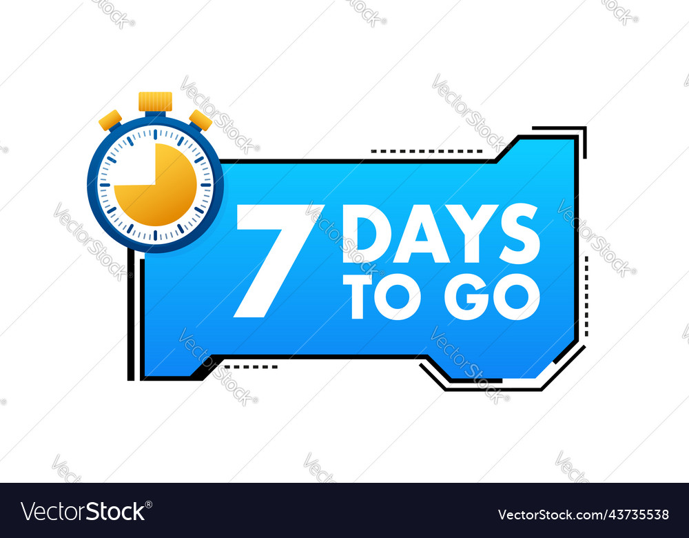 7 days to go countdown timer clock icon time Vector Image