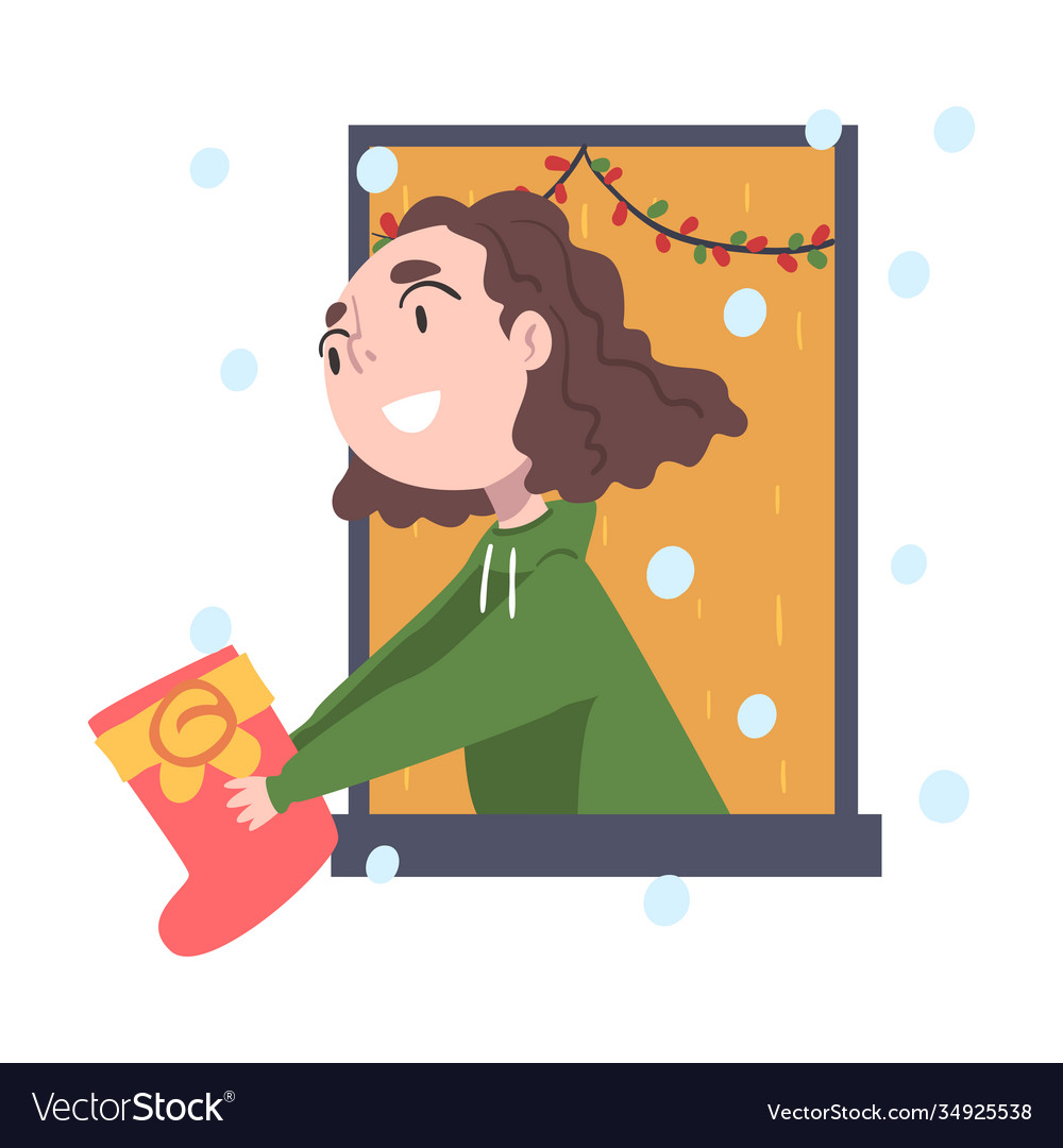 Adorable Girl Looking Out Window Kid Royalty Free Vector