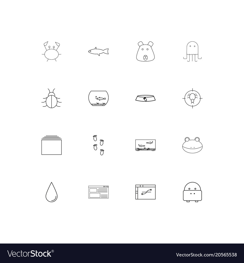 Animals simple linear icons set outlined