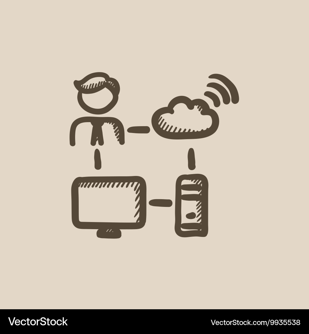Cloud computing sketch icon Royalty Free Vector Image