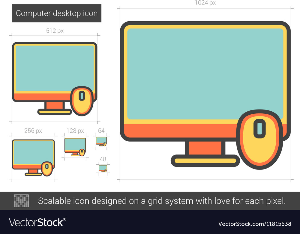Computer desktop line icon