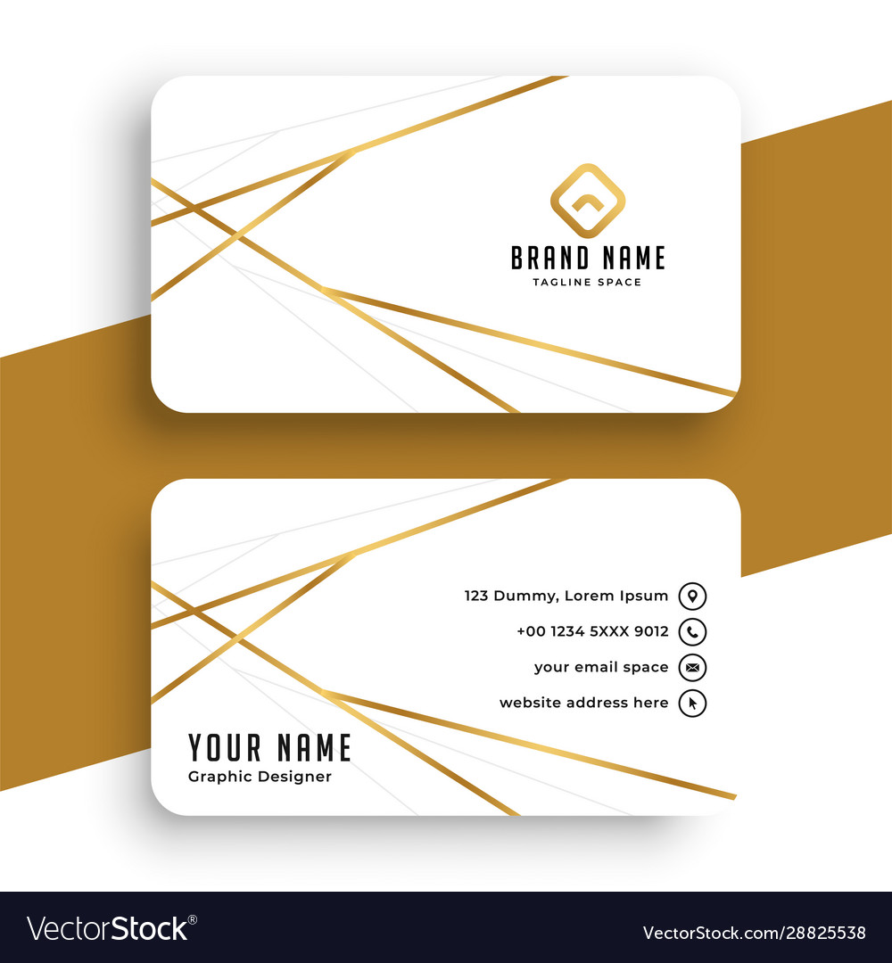 Elegant while and gold business card template