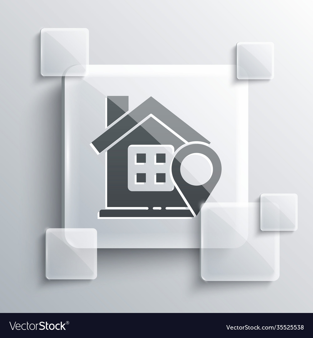 Grey map pointer with house icon isolated vector image Grey map pointer with house icon isolated