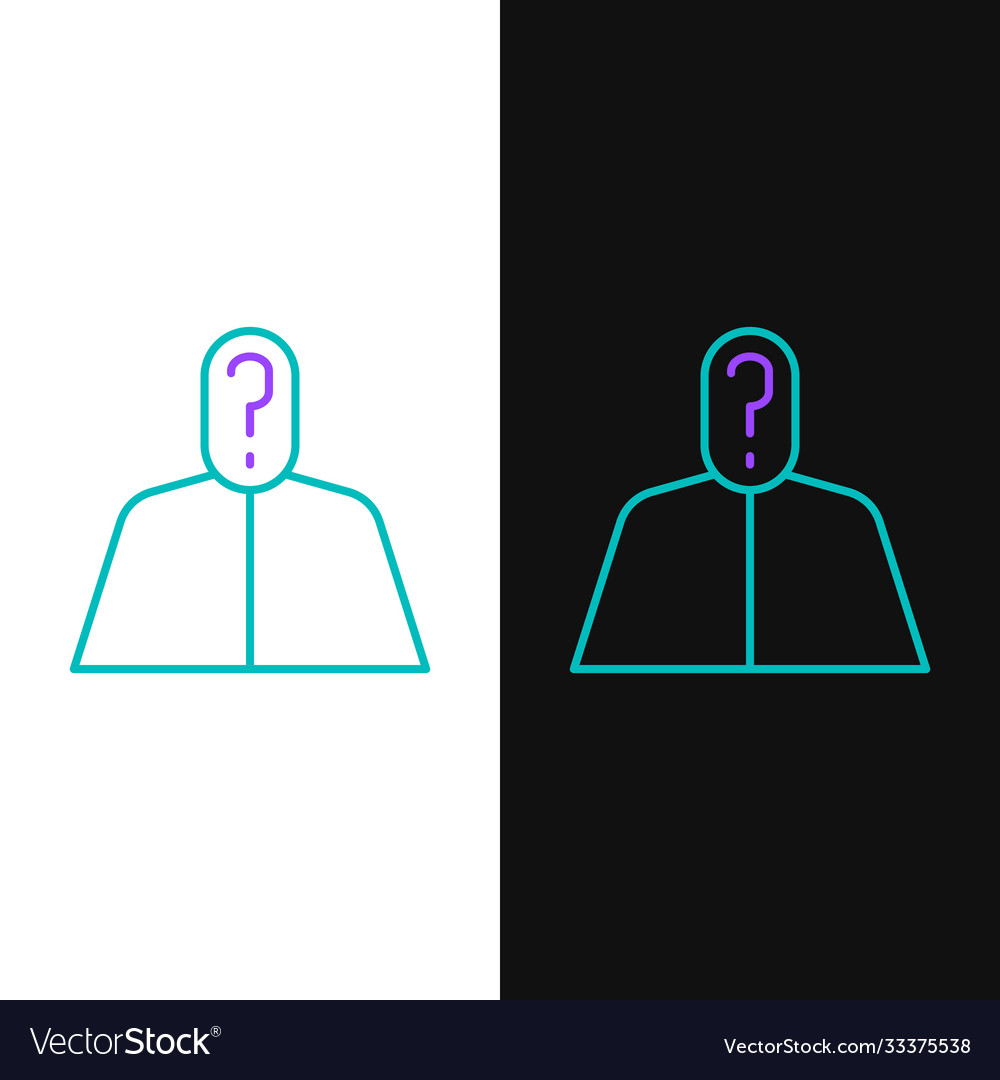 Line anonymous man with question mark icon vector image Line anonymous man with question mark icon