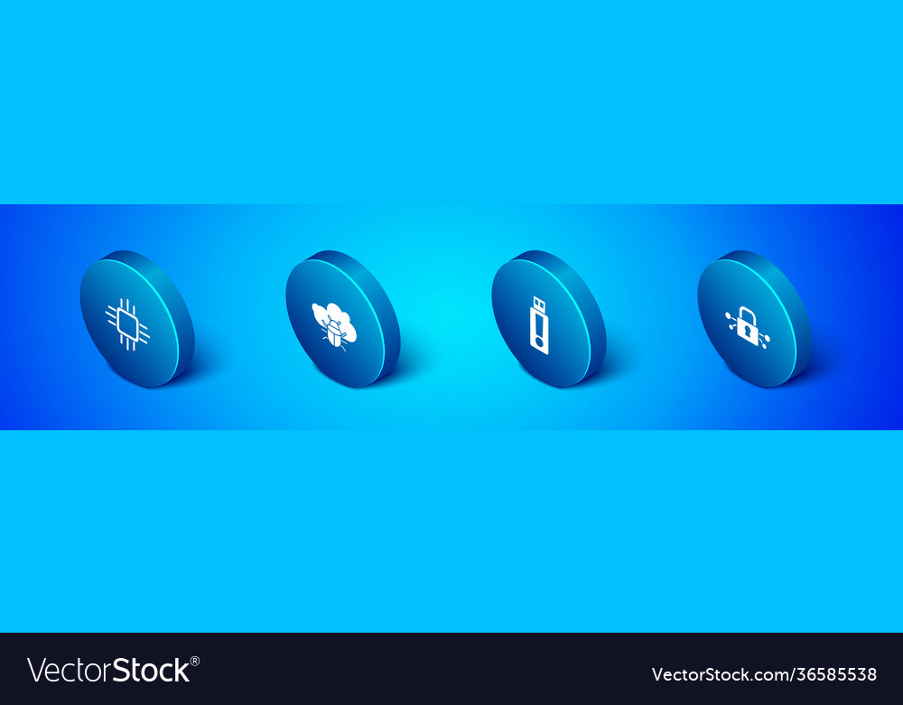 Set isometric processor with microcircuits cpu vector image Set isometric processor with microcircuits cpu