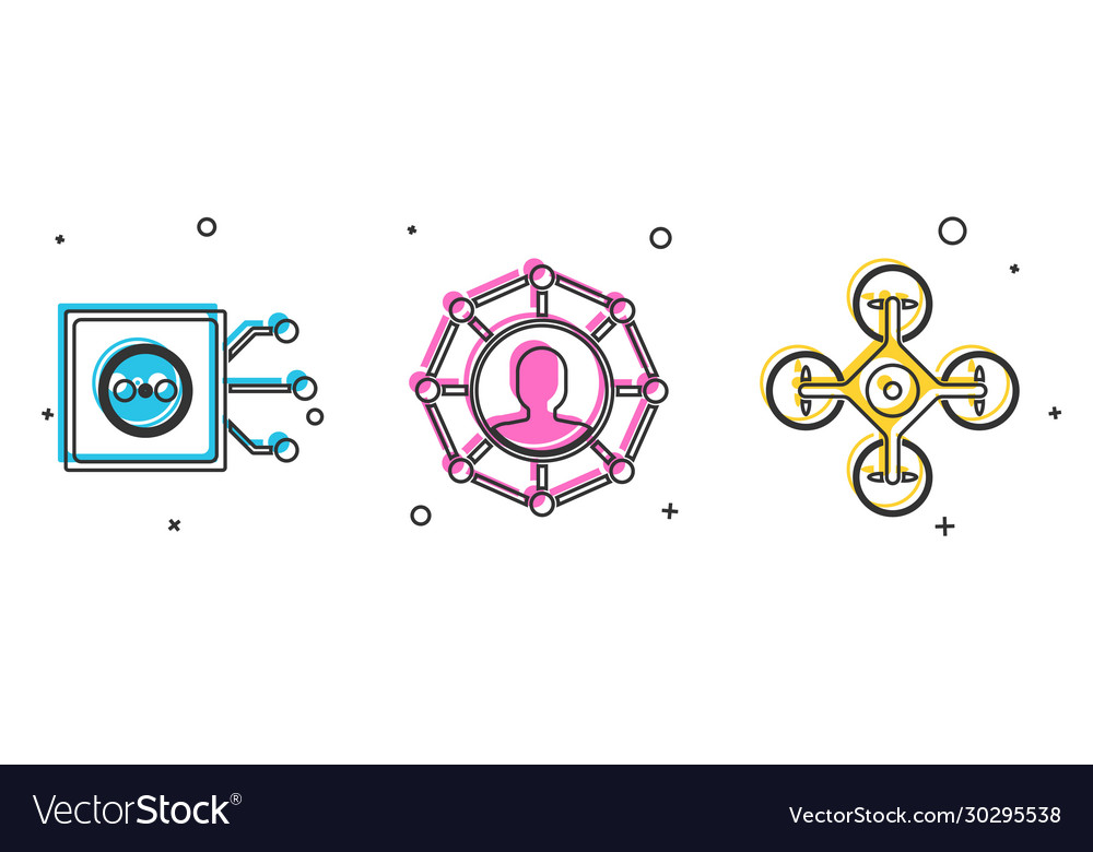 Set remote control project team base and drone vector image Set remote control project team base and drone