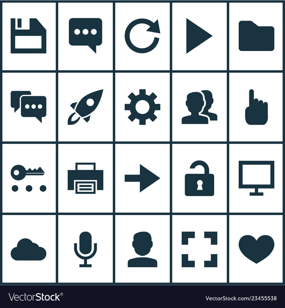 User icons set with forward launch audio vector image User icons set with forward launch audio