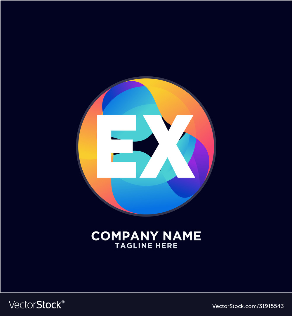 Ex initial logo with colorful circle template