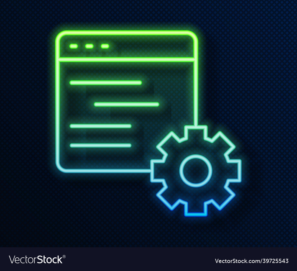 Glowing neon line computer api interface icon vector image Glowing neon line computer api interface icon