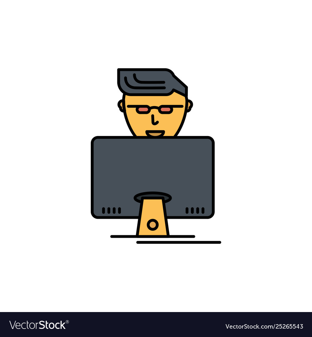 Hacker user gamer programmer flat color icon vector image Hacker user gamer programmer flat color icon