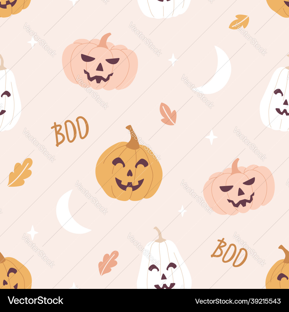 Halloween seamless pattern with pumpkins Vector Image
