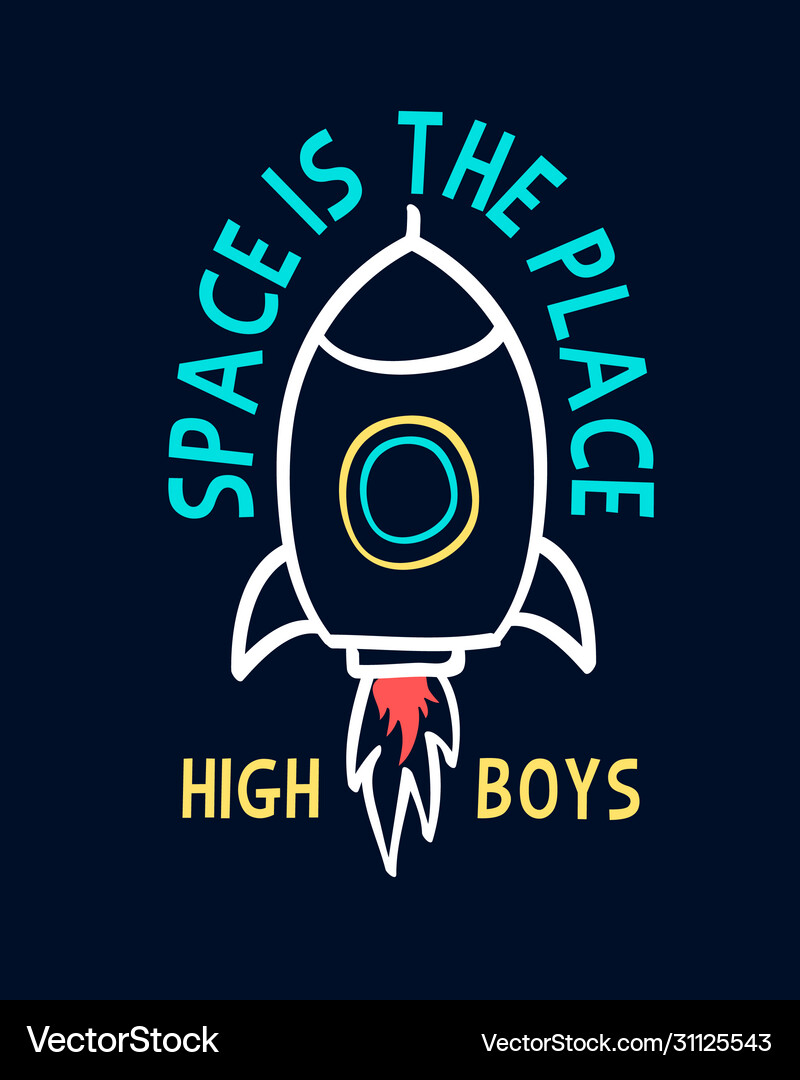 Hand drawn space elements and slogan Royalty Free Vector