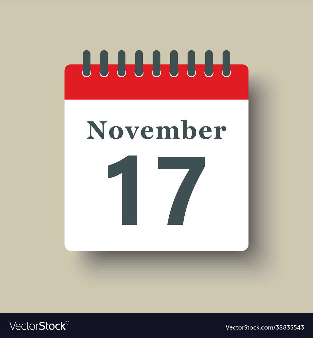 Icon day date 17 november template calendar page