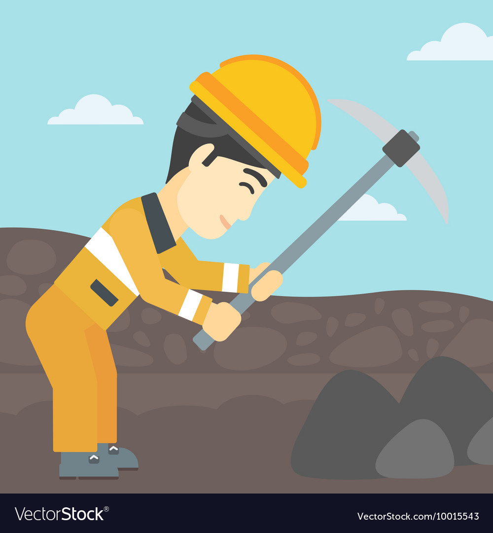 Miner working with pickaxe