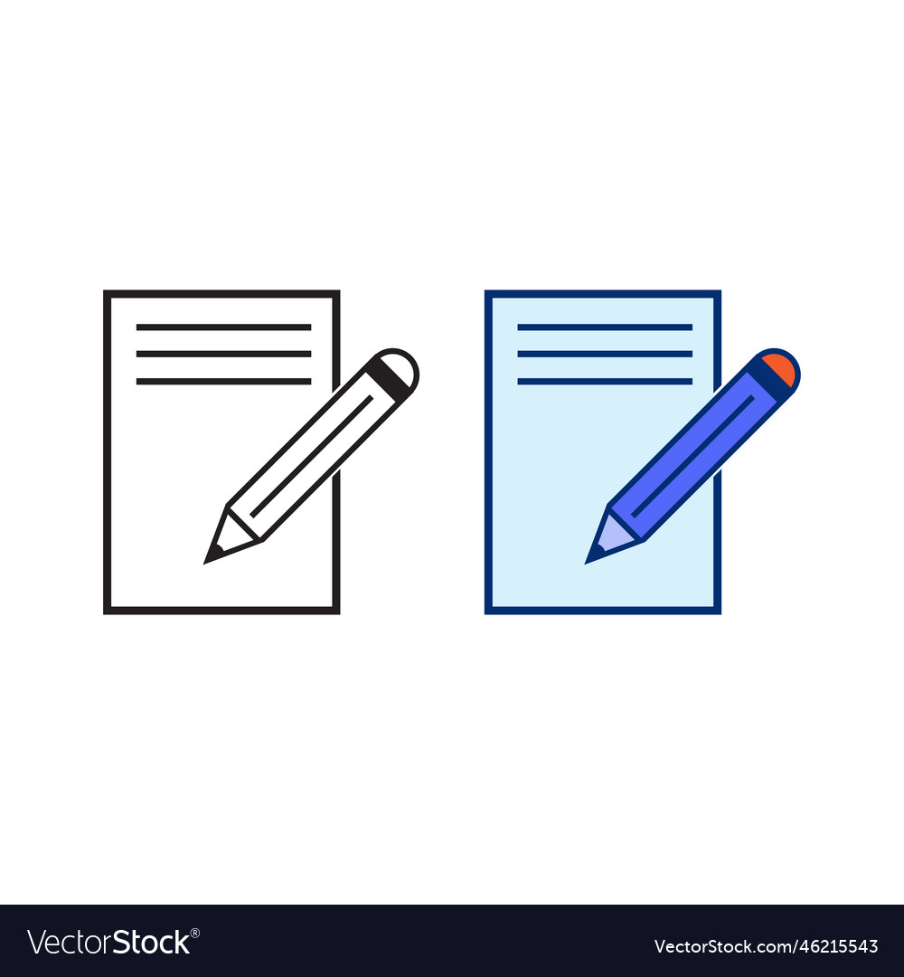 Pencil and paper logo icon colorful outline