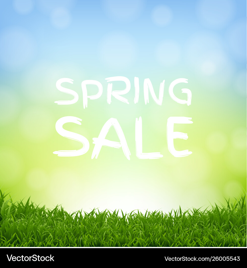 Sale nature background with grass border Vector Image