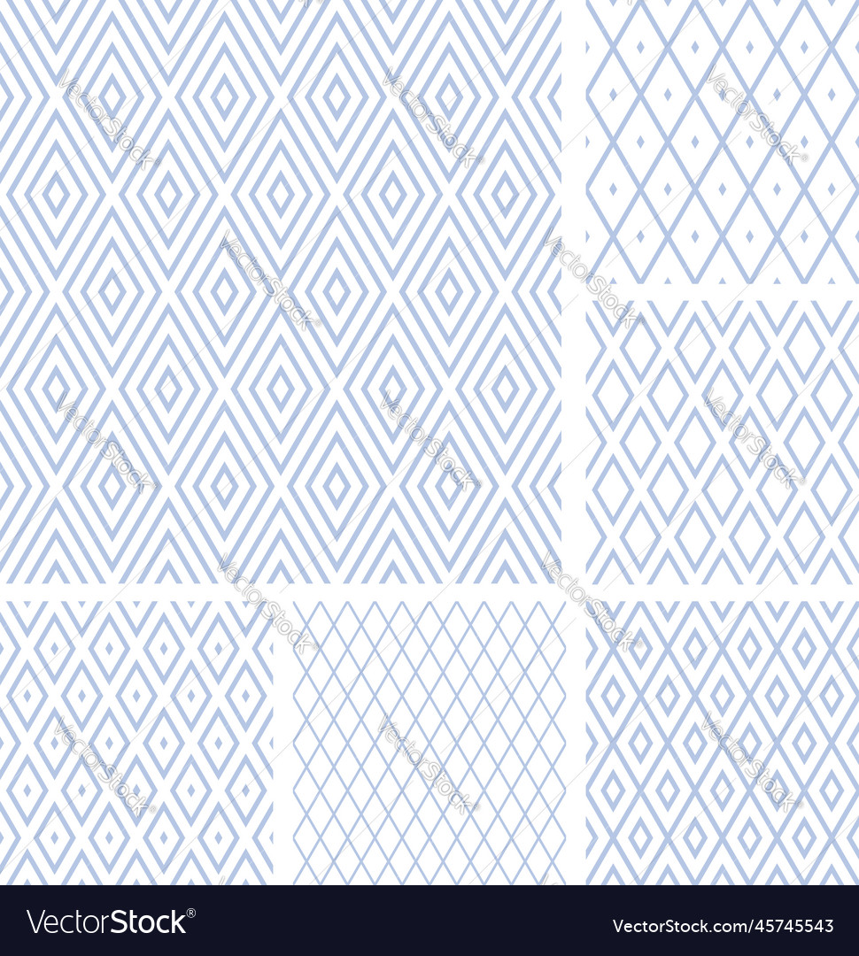 Seamless diamonds patterns set vector image Seamless diamonds patterns set