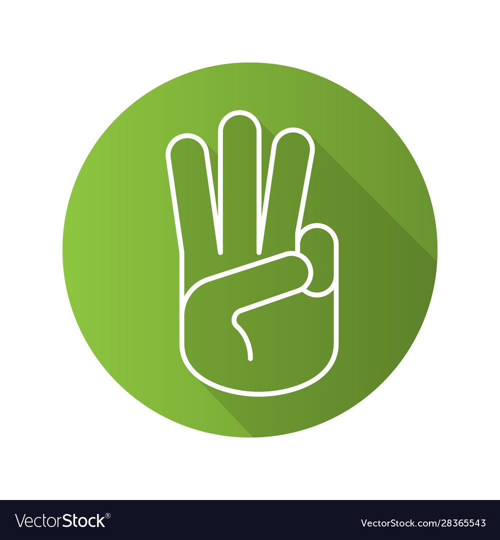 Three fingers up flat linear long shadow icon