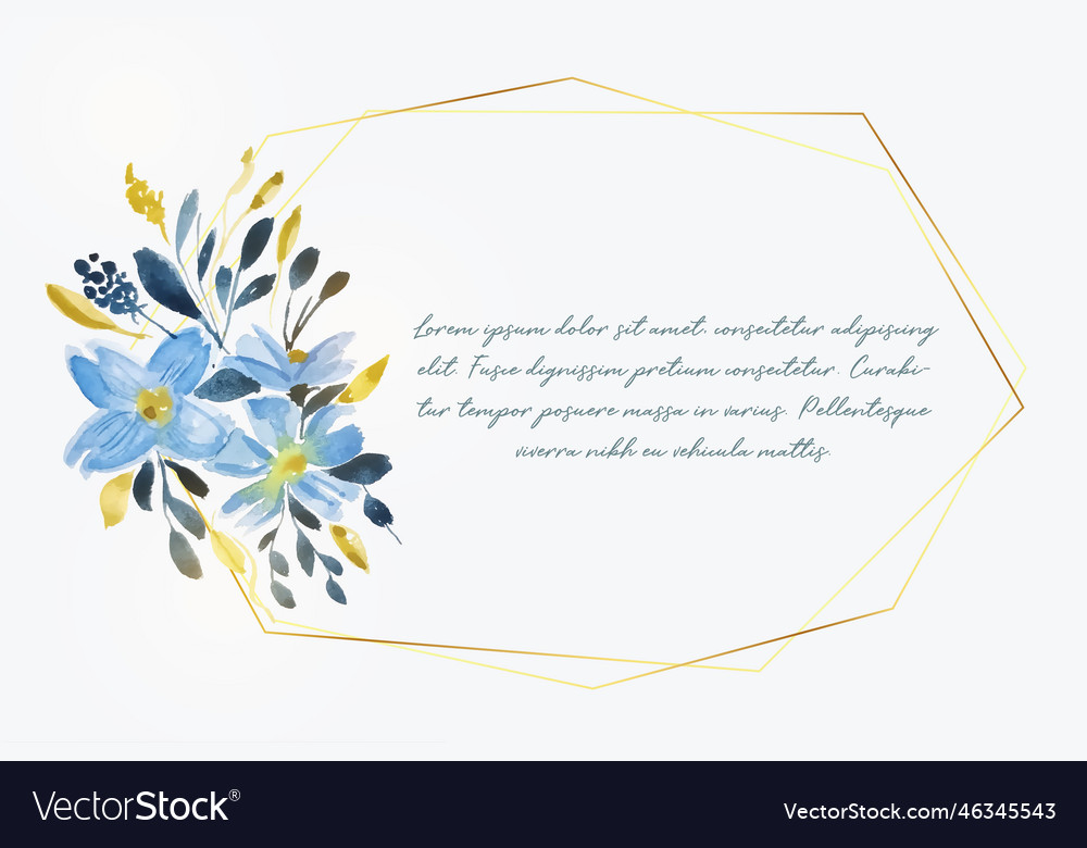 Aquarellblüte mit goldenem Rahmen und Textraum vector image Aquarellblüte mit goldenem Rahmen und Textraum