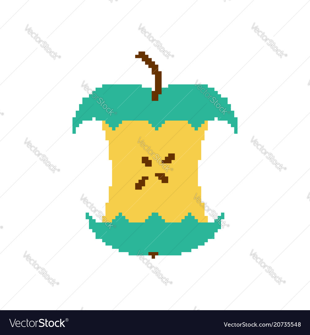 Apple core pixel art isolated on white background Vector Image