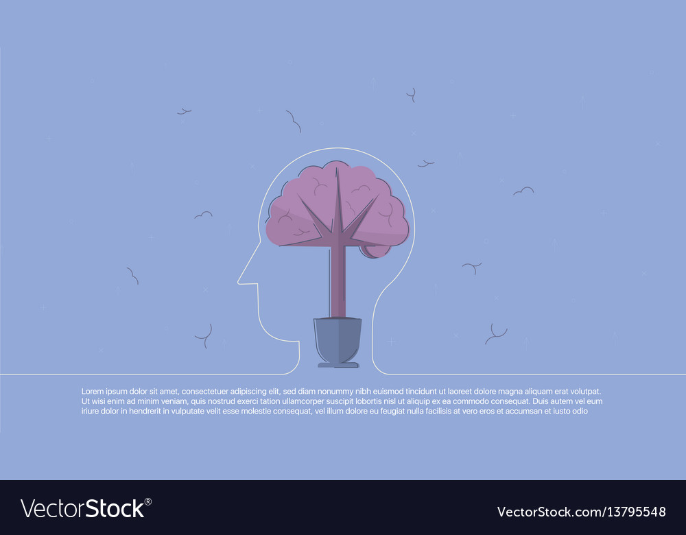 Background with brain inscribed in line head