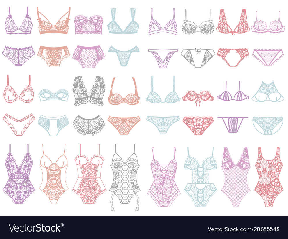 Collection Of Lingerie Panty And Bra Set Vector Image 9361