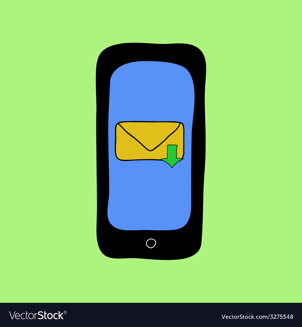 Doodle style phone with inbox message