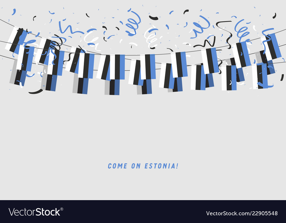 Estonia Flag Garland with Confetti