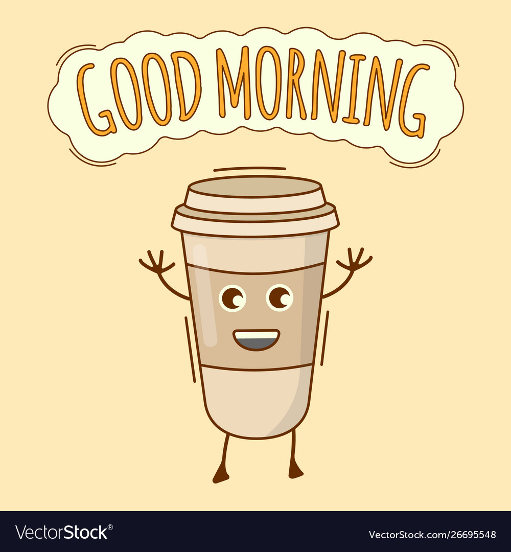 Good morning banner coffee cup icon cute Vector Image