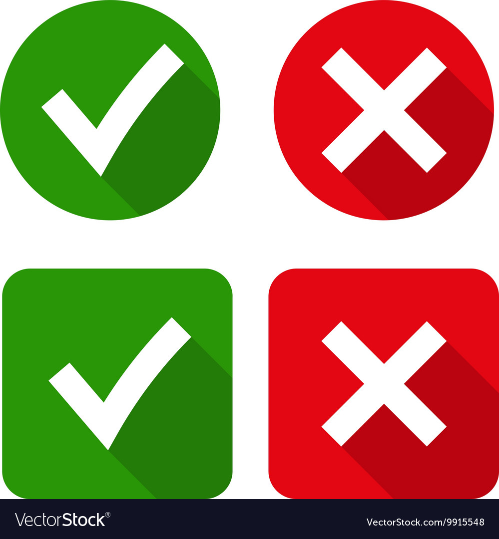 Check mark icon and cross sign Royalty Free Vector Image