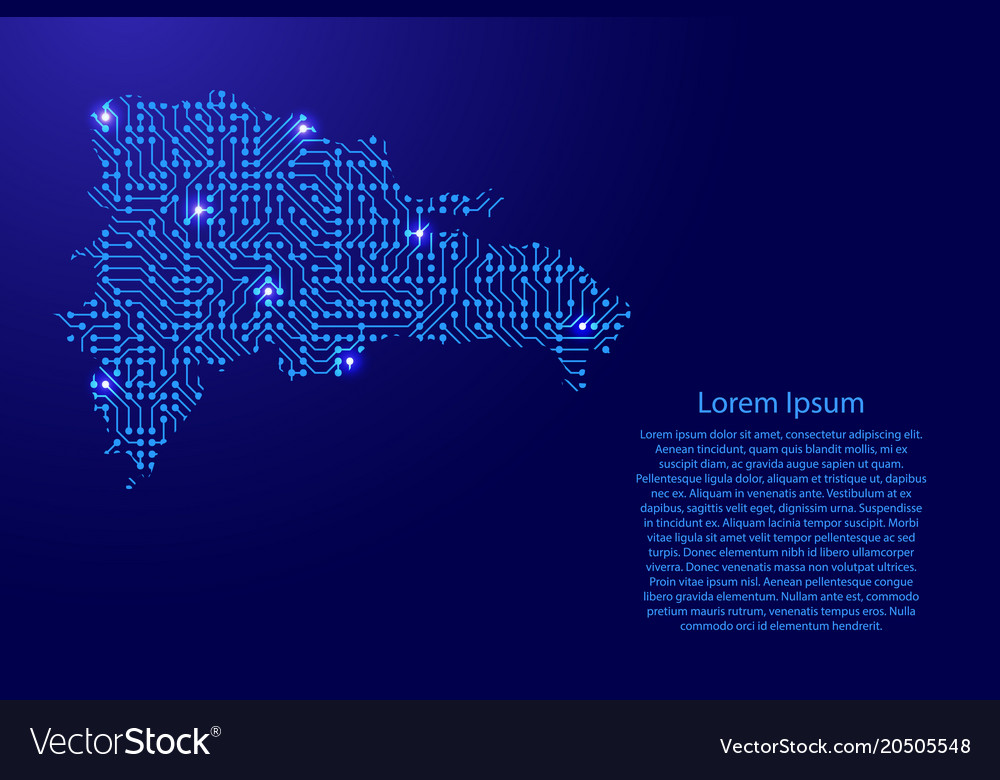 Map dominican republic from printed board chip