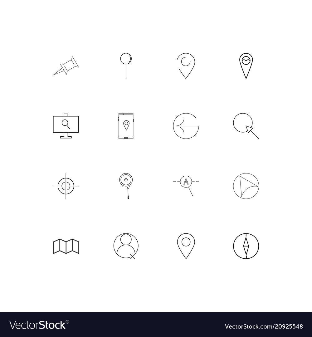 Maps and navigation linear thin icons set