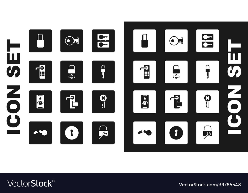 Set casting keys key broke inside of padlock vector image Set casting keys key broke inside of padlock