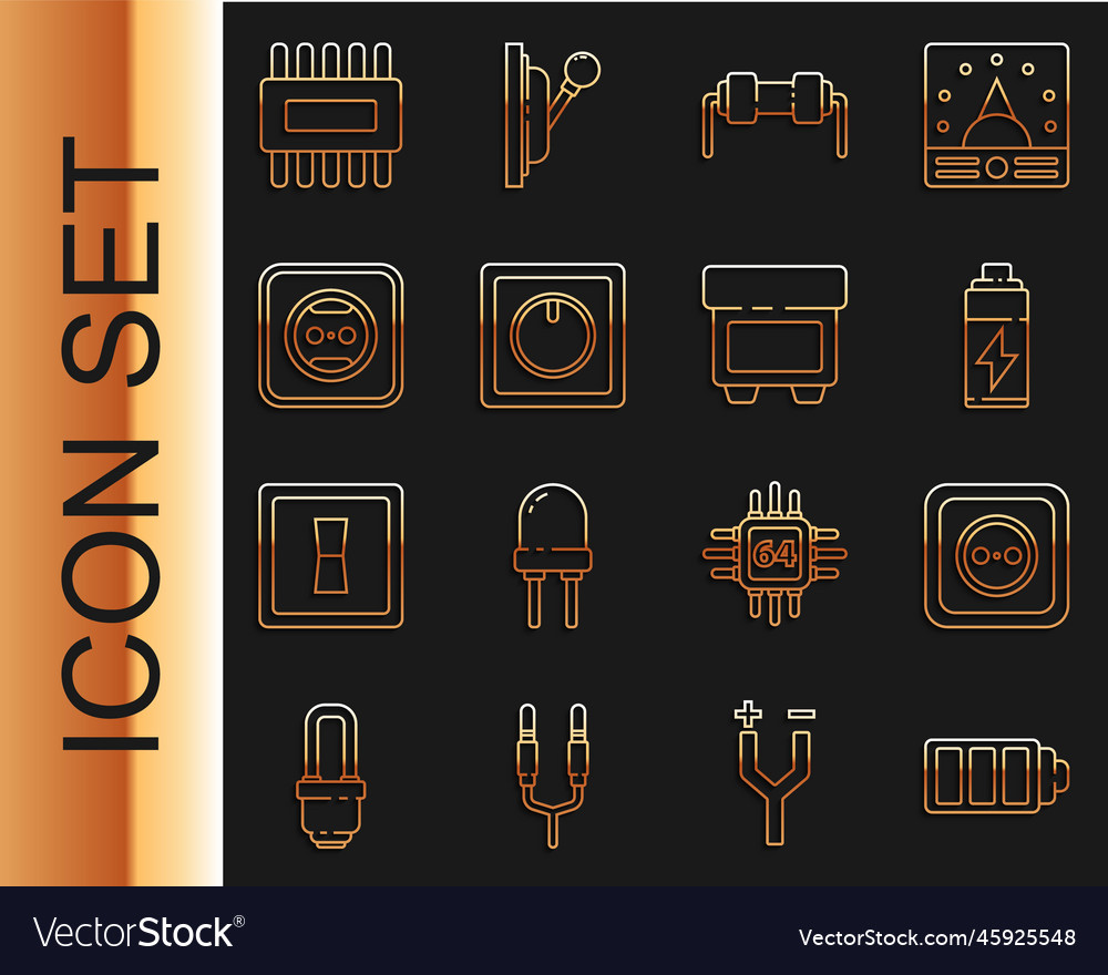 Set line battery charge level indicator vector image Set line battery charge level indicator