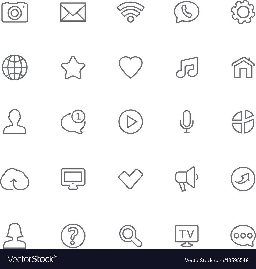 Thin lines web icons set - contact