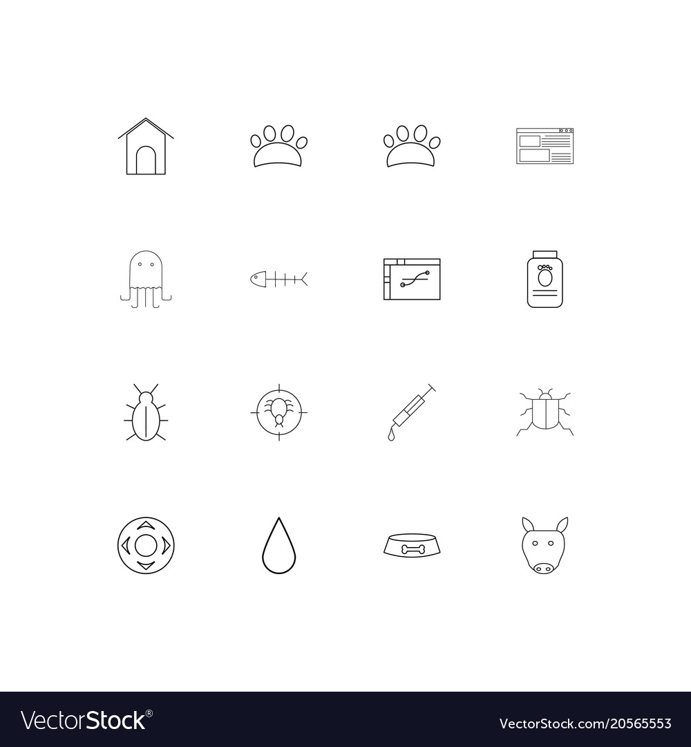 Animals simple linear icons set outlined