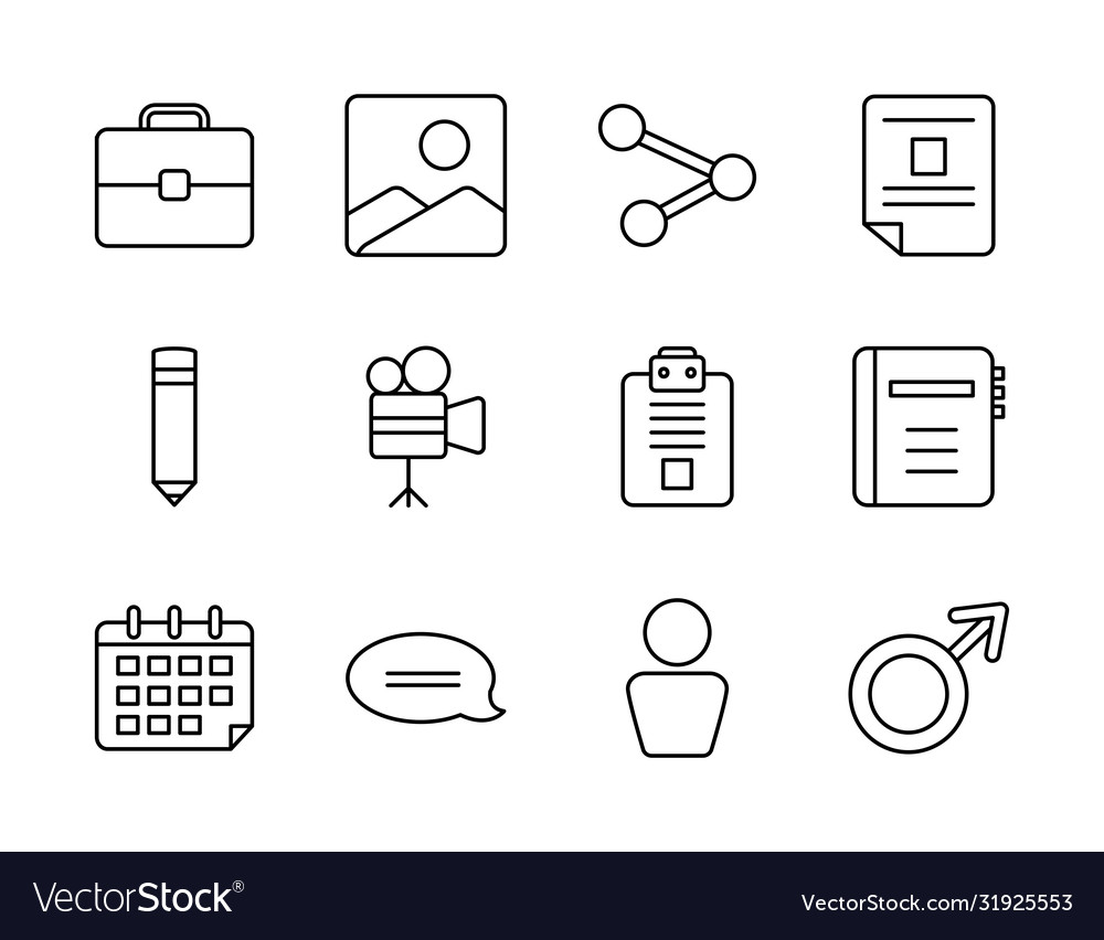 Avatar and web icons set line style vector image Avatar and web icons set line style