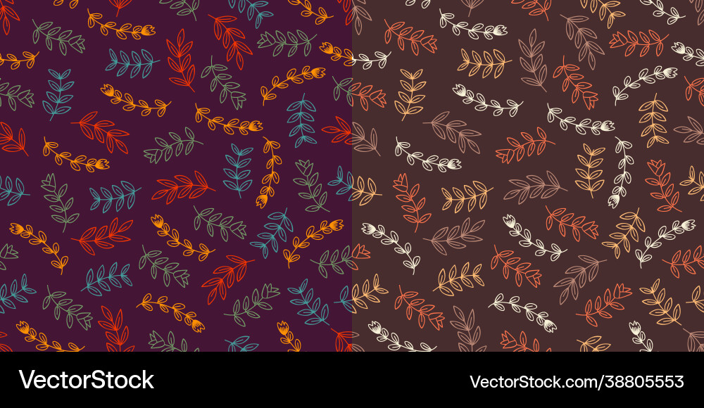 Beautiful hand drawn leaves seamless pattern Vector Image